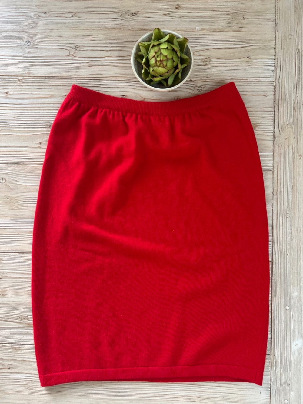Vintage SHIRIN Red 100% Cashmere Skirt | Made in Scotland | Medium